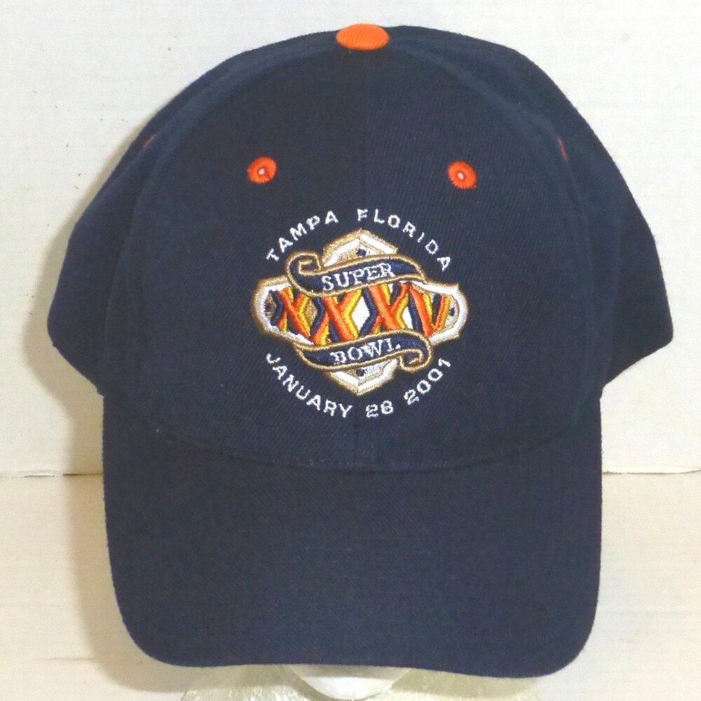 Puma Super Bowl XXXV Tampa Florida 2001 Hook & Loop Adjustable Hat Navy